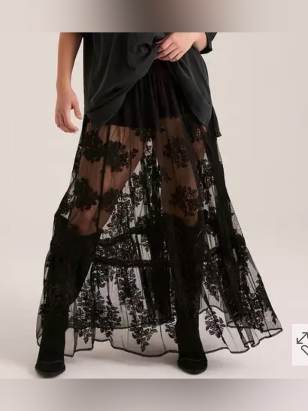 NWT Torrid Festi Black Lace Unlined Maxi Skirt 0X